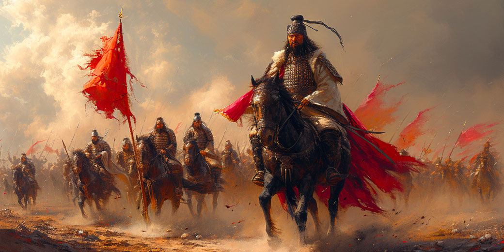 Portrait of Genghis Khan, the founder and leader of the Mongol Empire.